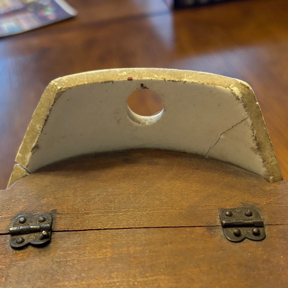 Vintage Ceramic Salt Box with Wooden Lid - Picture 7 of 9